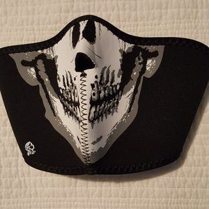 ZAN  Neoprene Skeleton  1/2 Face  Mask, Black, One Size